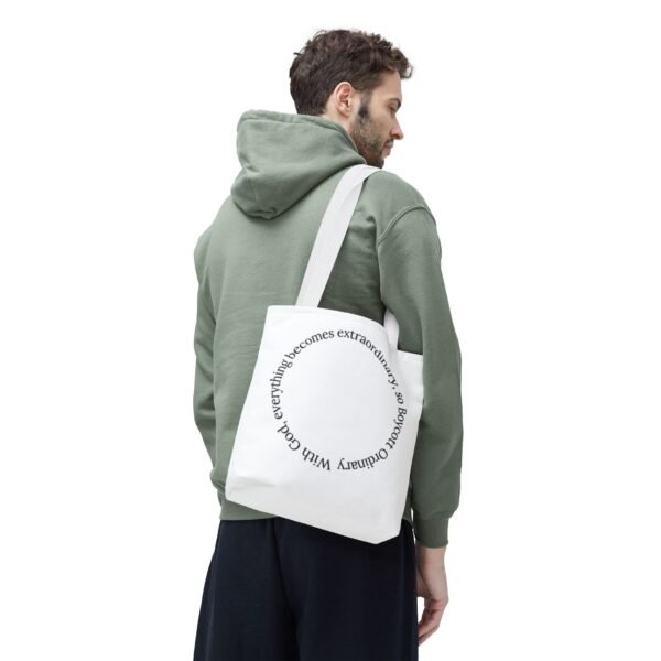 With God, everything becomes extraordinary, so Boycott Ordinary Tote Bag (AOP) - Image 4