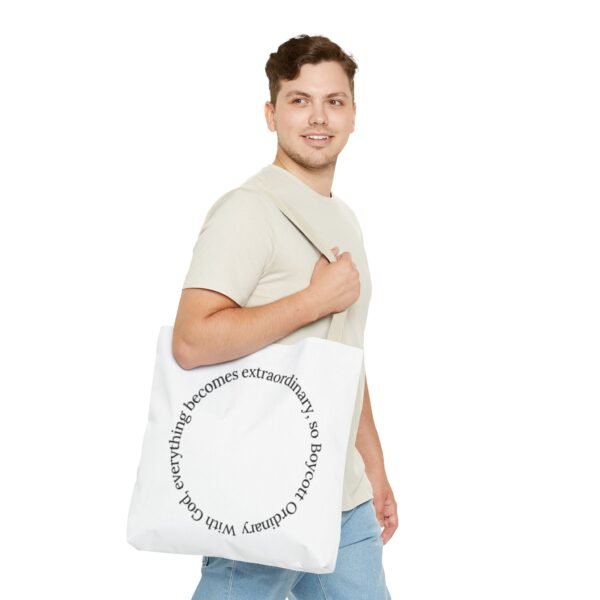 With God, everything becomes extraordinary, so Boycott Ordinary Tote Bag (AOP) - Image 26