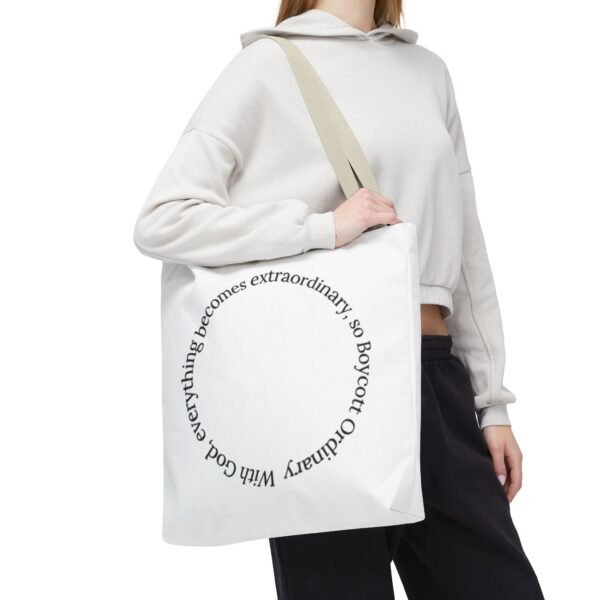 With God, everything becomes extraordinary, so Boycott Ordinary Tote Bag (AOP) - Image 28