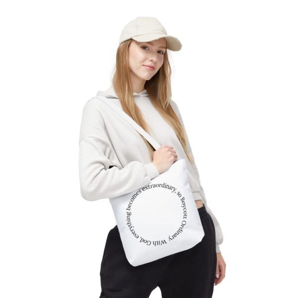 With God, everything becomes extraordinary, so Boycott Ordinary Tote Bag (AOP) - Image 5