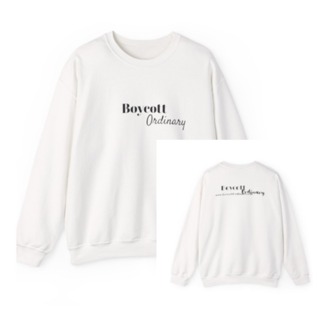 Boycott Ordinary Crewneck Sweatshirt — Minimal Script Graphic Pullover